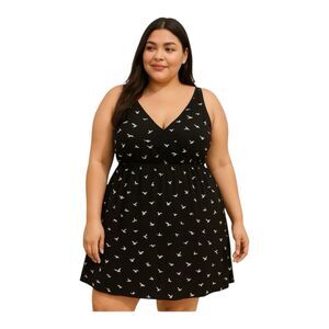 Just Found Plus Size 2X Sleeveless Black Sundress V-Neck Lined Stretchy Waist